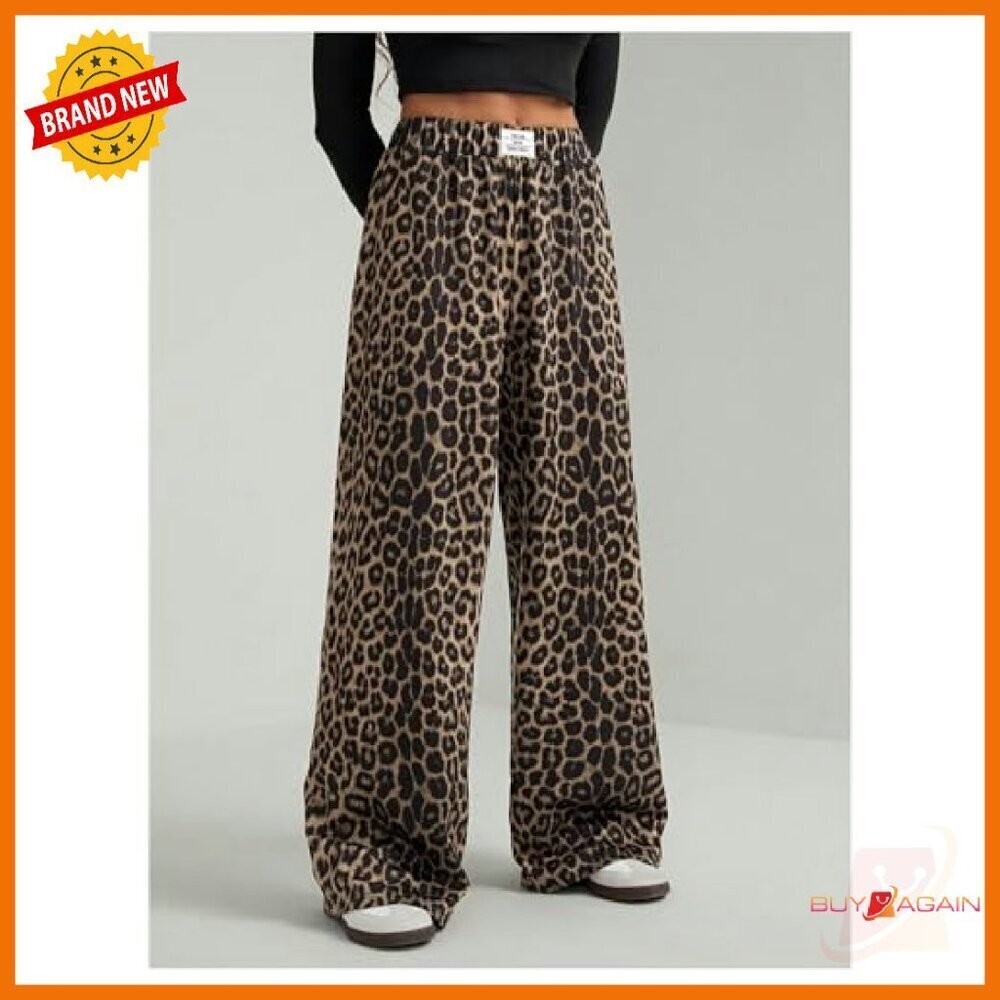 Polyester Wide Leg Sweatpants High Waisted Elastic Casual Yoga Pants - Picture 4 of 7